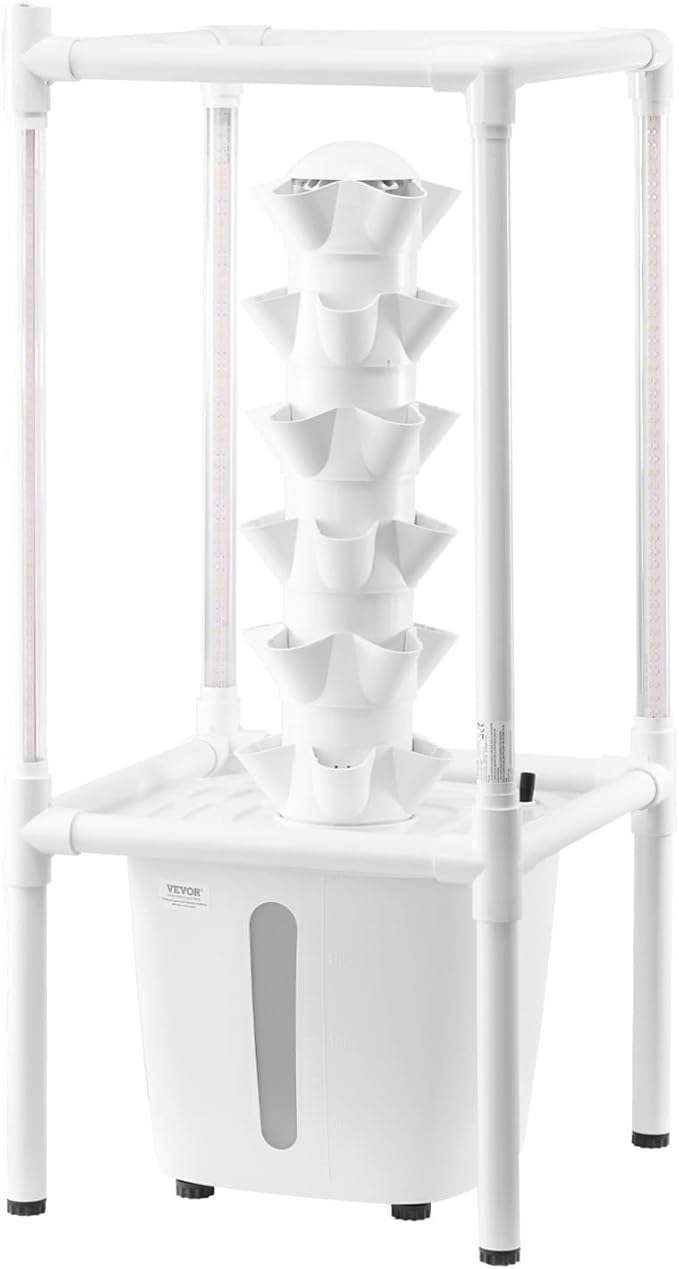VEVOR Hydroponic Growing System with Grow Light 30 Pods Vertical 6 Tiers Hydroponic Tower Home Hydronic Garden with Water Pump Plants Germination Kit for Indoor Herbs Fruits and Vegetables