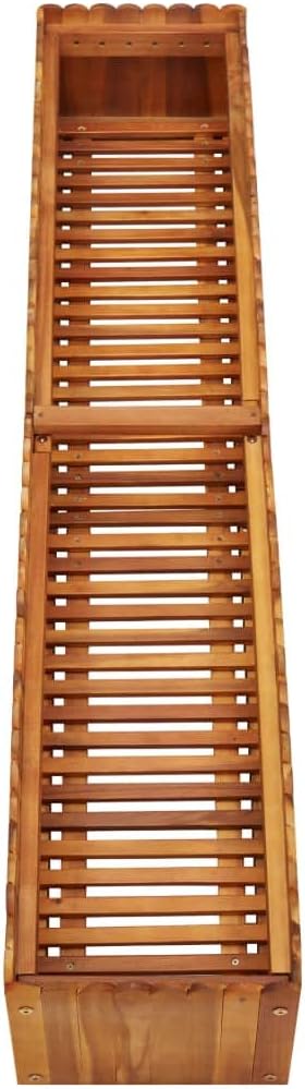 Wooden Raised Garden Planter Bed Solid Acacia Wood Slatted Design Patio Flower Plant Vegetable Bed Lawn Backyard Outdoor Patio DIY Decor 59x11.8x9.8
