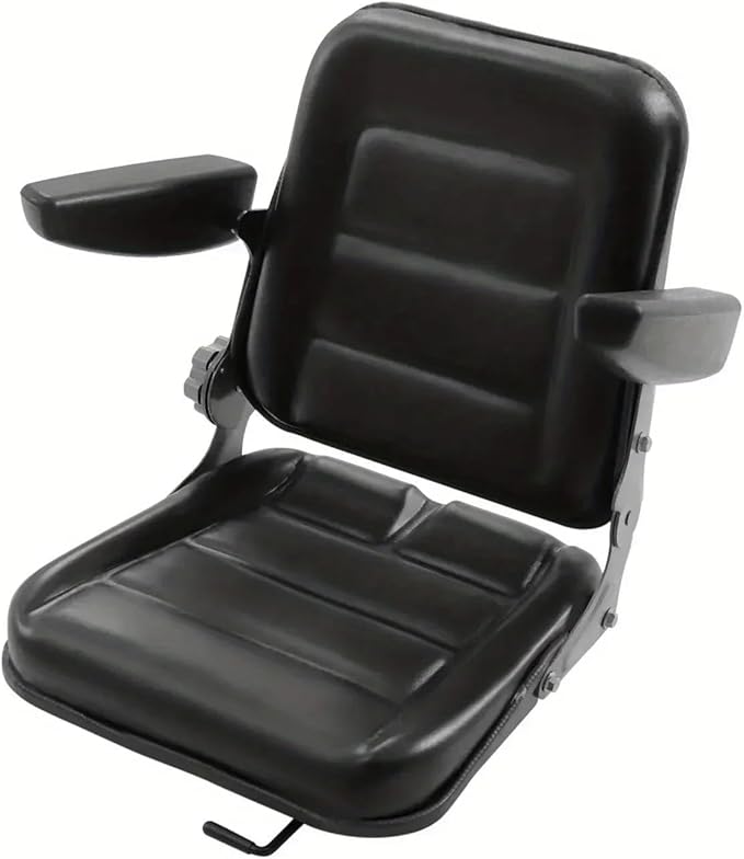 Tractor Seat Universal Seat Fit Garden Tractor Lawn Mower Adjustable Backrest Black