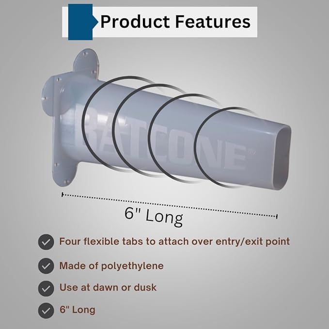 WCS Bat Cone II One-Way Bat Excluder - 6 Reusable Polyethylene Exit Cone for Attics Soffits &amp Rooflines - Humane Bat Removal Bats Exit But Cannot Return - Professional Wildlife Control