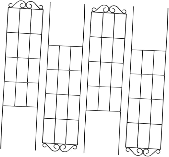 POPETPOP 4pcs Metal Garden Trellis Climbing Frame for Plants Vine Climbing Support Frame 50x15cm Black Plant Support Stake for Indoor and Outdoor Gardening