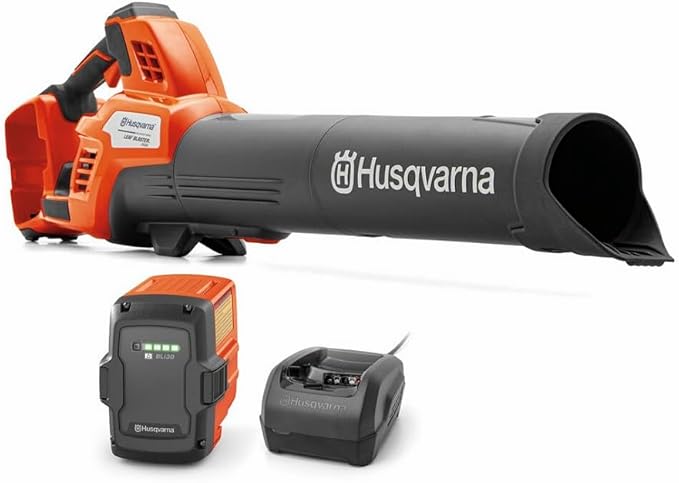 Husqvarna Leaf Blaster 350iB Battery Powered Cordless Leaf Blower 200-MPH 800-CFM Blower with Brushless Motor and Quiet Operation 40V Lithium-Ion 7.5 Ah Battery and Charger Included 970569904
