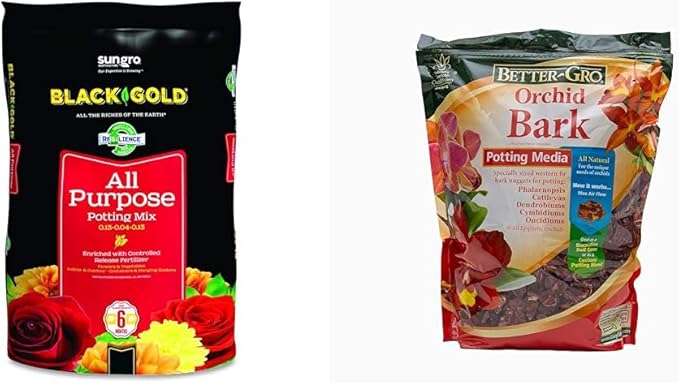 Sun Gro 8-Quart Black Gold All Purpose 0.13-0.05-0.10 Potting Soil with Better-Gro 4-Quart Premium Orchid Bark Potting Medium