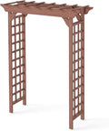 Wooden Garden Arbor Trellis Brown Fir Wood Outdoor Pergola Arch with Lattice Panels 85x63x26 Inch for Wedding Ceremony Plant Climbing Backyard Decor