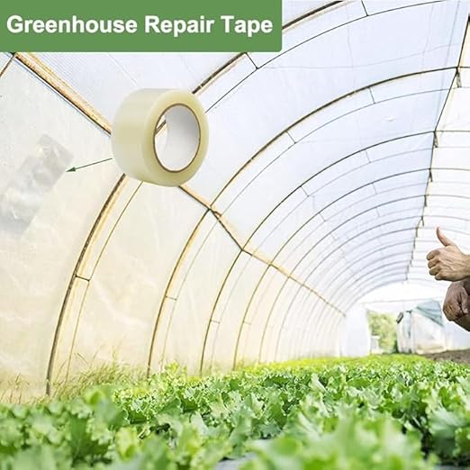 Farm Plastic Supply - Greenhouse Film Repair Tape Reinforced 6 mil Greenhouse Cover Plastic Sheeting Tape Clear Green House Covering Patch Repair Kit for Seaming and Sealing (4 x 100')