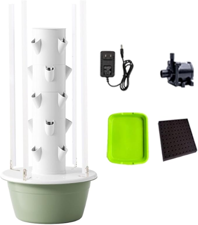Hydroponics Growing TowerHydroponics Tower Garden Growing for Home GardenVertical Planter with LED LightHerbs and Vegetables (28holes)
