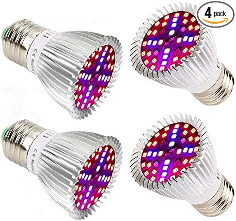 Esbaybulbs 40W LED Grow Light Bulbs E26 4 Pack Full Spectrum Grow Lamp Red Plant Light for Hydroponics Greenhouse Indoor Plants