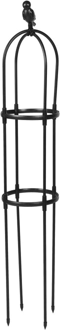 POPETPOP Iron Art Garden Trellis for Climbing Plants Outdoor 25cm Diameter X 120cm Height Potted Plant Support Frame for Vines and Flowers Black Metal