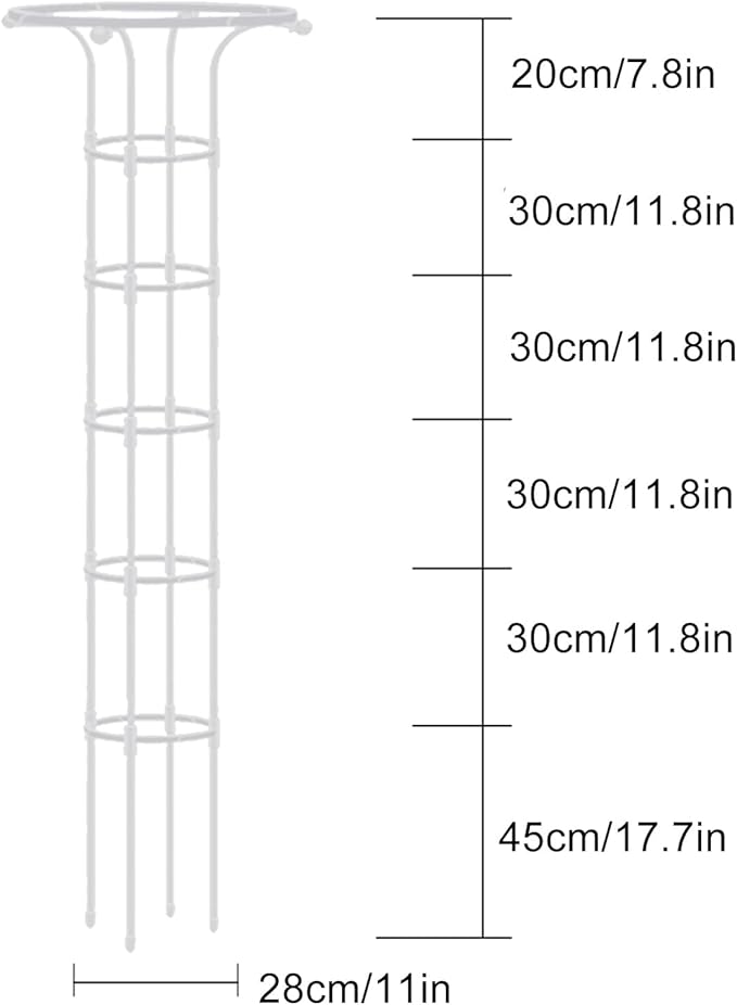 Metal Umbrella Trellis 72IN Decorative Vertical Garden Obelisk Trellis with PE Coated Black Lightweight Plant Tower Umbrella Shaped Ventilated Plant Trellis for(White 72.83 x 11.02IN)