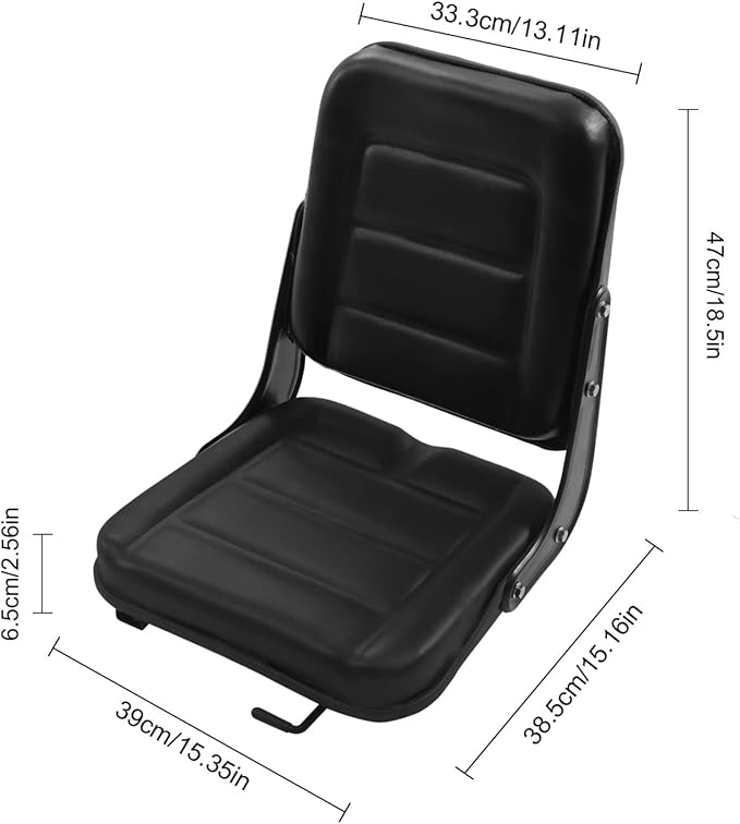 Universal Forklift Seat Garden Lawn Mower Seat PVC Tractor Suspension Seat Excavator Seat w/0-3.15 Adjustable Slidable Rail Scratch-Resistant Replacement Seats for Most Small Machinery