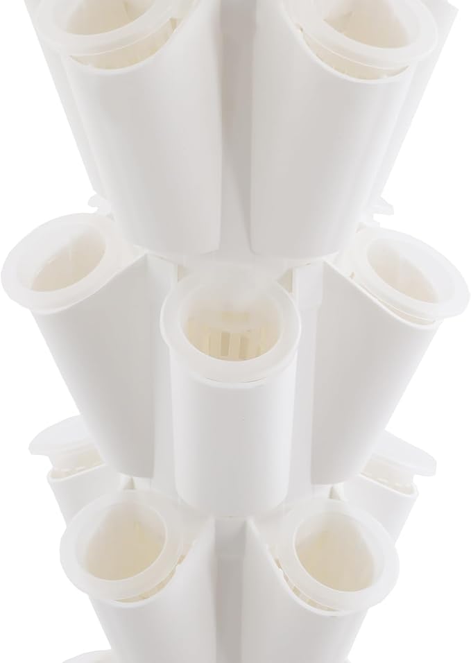 12-Tier Hydroponic Growing Tower 60-Plant Indoor Gardening System w/Automatic Water Circulation Vertical Aeroponic Tower Garden for Herbs Vegetables Fruits (White 60-Plants)