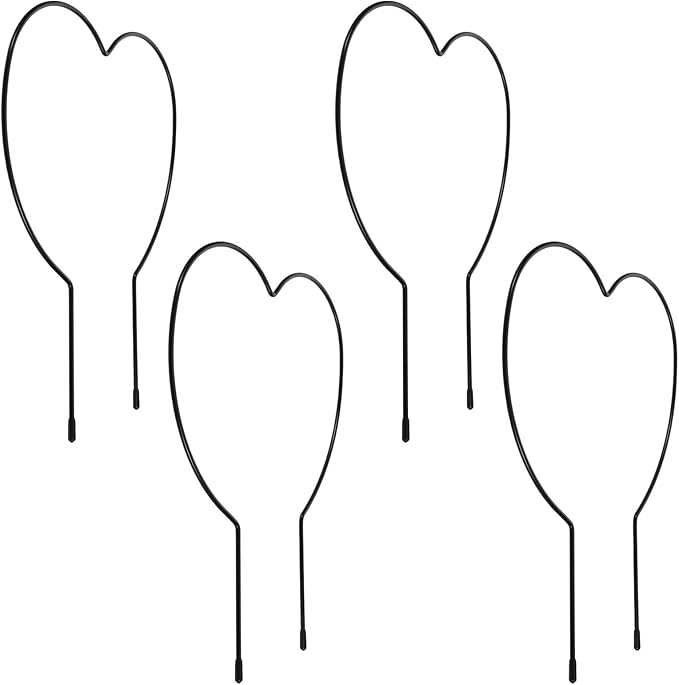 Lurrose 4pcs Heart-Shaped Metal Garden Trellis Plant Vine Stem Support Stakes for Climbing Flowers and Vegetables Iron Pot Plant Climbing Frame for Outdoor Patio Garden