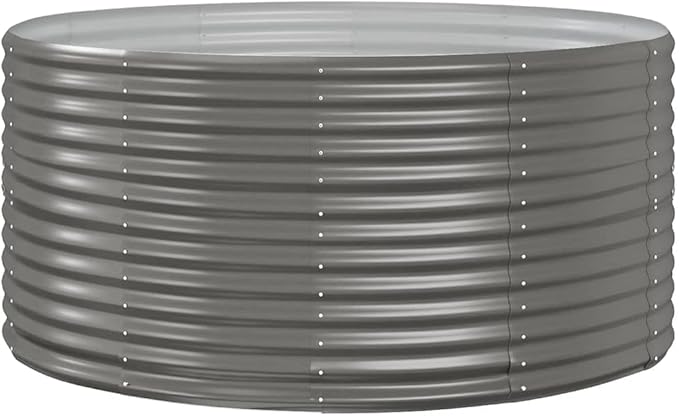 SKM Garden Raised Bed Gray 55.1x55.1x26.8 Powder-Coated Steel (9.48 KG/20.856 LBS)
