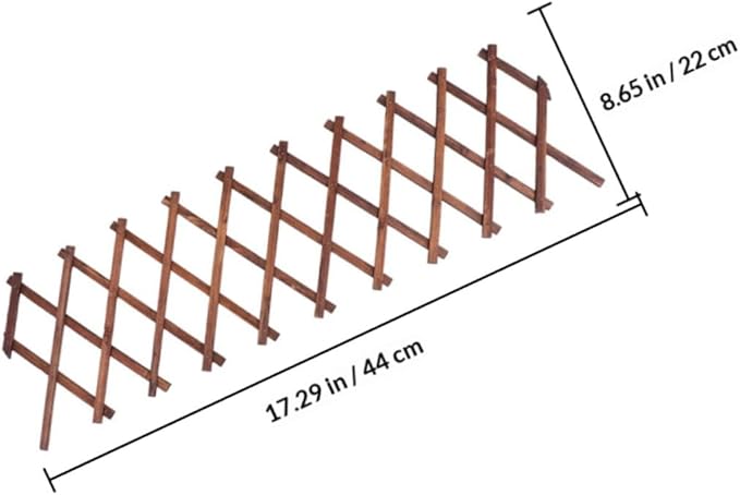 Carbonized Wood Expandable Garden Trellis Panel 44cm X 22cm Thickened 0.9cm Vine Climbing Plant Support Fence for Outdoor Patio and Lawn