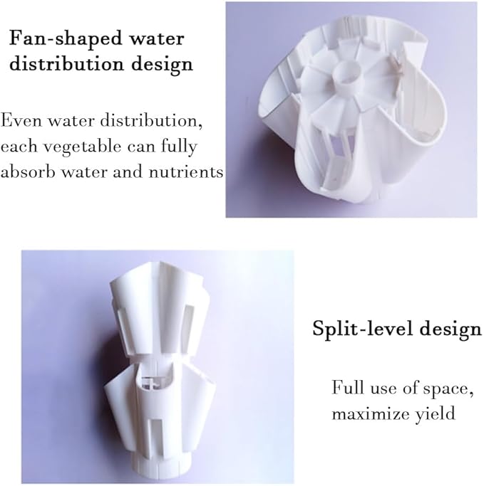 Hydroponics Growing Set with LED Grow Light Hydroponics Growing System Column-Type Water Mist Cultivation Fan-Shaped Water Distribution Design for Fruits(White)