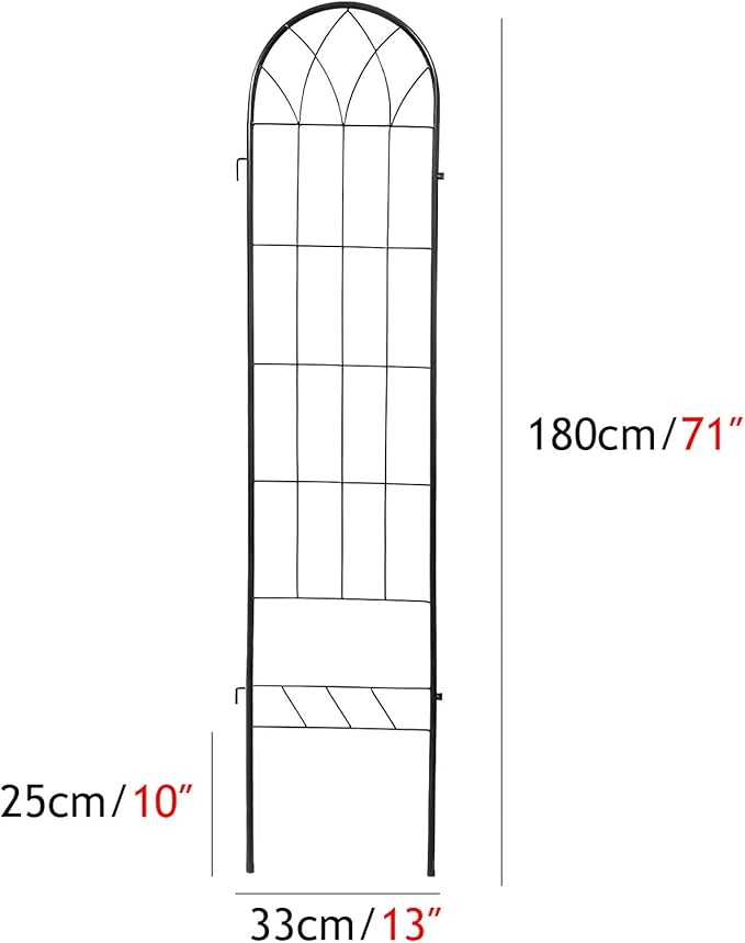 Garden Trellis for Climbing Plants Decorative Privacy Screen Metal Garden Ornament 150x33cm Indoor Outdoor Flower Fruit Vegetable (Black/White)(Color:BlackSize:180x33cm)