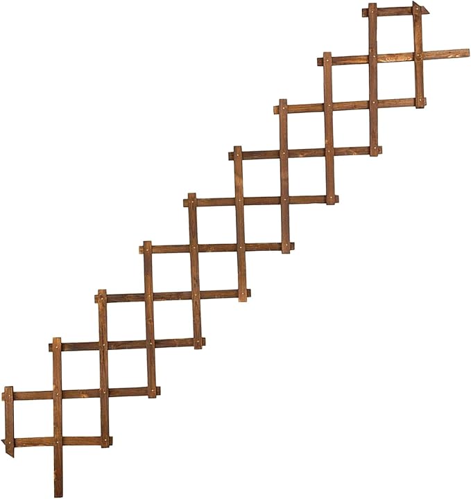 Expandable 78.2 In Wooden Trellis Plant Support Fence For Outdoor Vertical Rack 200 Cm Garden Trellis Climbing Plants Support Brown