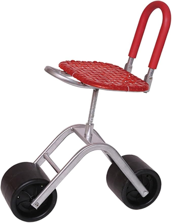 360° Swivel Rolling Gardens Cart with SeatFoldable Garden with 2 Wheelsfor Lawn Yard(Red)