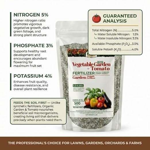 Old Cobblers Farm™ Wicked Organics Organic Garden and Tomato–Balanced Formula for Strong Roots Healthy Growth &amp Flavorful Harvests–for Backyard Vegetable Plots (5 lbs|10 lbs|15 lbs|20 lbs) (20 lb