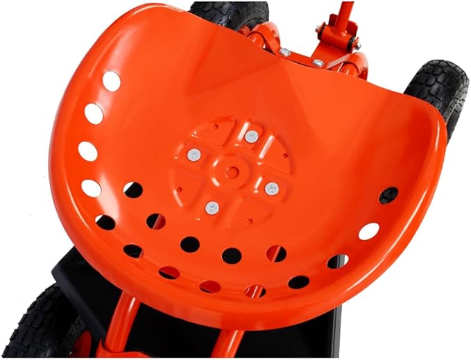 Ergonomic Rolling Garden Scooter with 360-Degree Swivel Seat Built-in Tool Tray Heavy-Duty Wheels and Adjustable Height Support (Red + Steel)