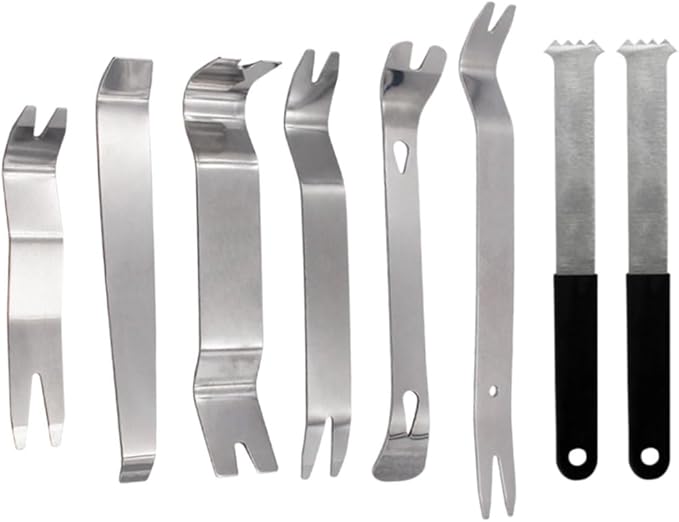 8PCS Paver Removal Tool SetStainless Steel Paver ExtractorMulti-Functional Pry Bar Set for Garden Lawn Yard Patio Brick Block Replacement with Black Storage Bag