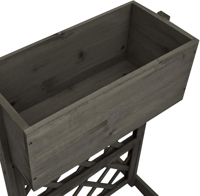 Wooden Garden Planter with Trellis Lattice Panels Freestanding Acacia Wood Plant Raised Bed Raised Bed for Outdoor Climbing Planting Yard Patio Decoration Gray 17.7x11.8x29.1