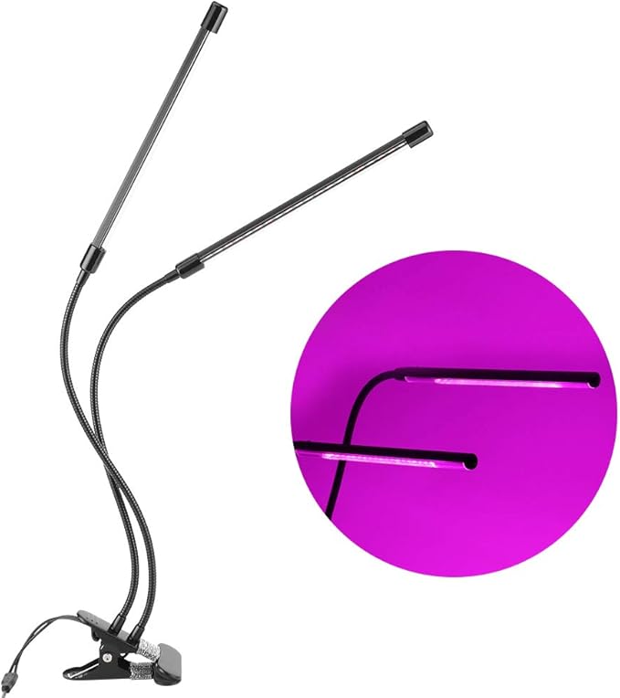 20W Full LED Plant Growing Light USB Powered with 360 Degree Gooseneck Double Tube Indoor Greenhouse Vegetable Flower - Adjustable Flexible Design Durable Materials Ideal fo