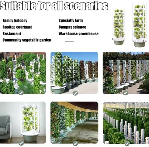 Smart Hydroponic Tower Garden - 5/7/9 Layer Indoor/Outdoor Vertical Growing System for Herbs Fruits &amp Vegetables - Silent Pump Smart Timer Space-Saving 36 Holes