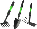 Garden Tool Set 3 Pack Stainless Steel Heavy Duty Hand Cultivator Hoes Shovel for Planting Weeding Digging Green