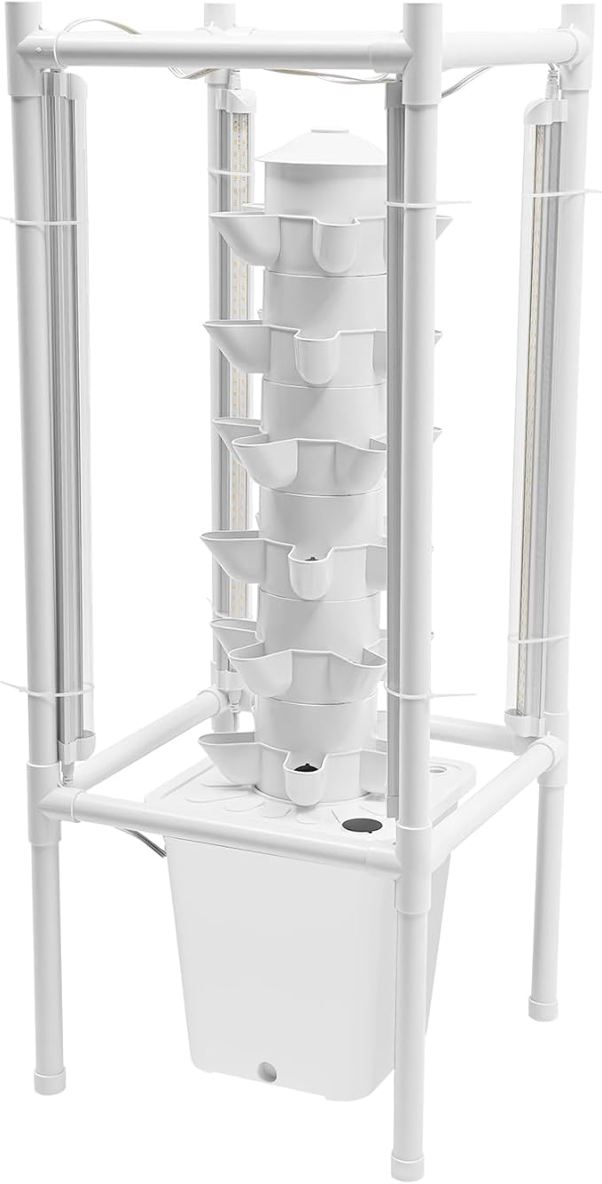 Hydroponics Growing System30 Pods Hydroponic Tower with Full-Spectrum Grow LightsIndoor Herb Garden with LED Grow LightHydroponics Growing System KitPlants Germination Kit for Indoor Herbs (White)