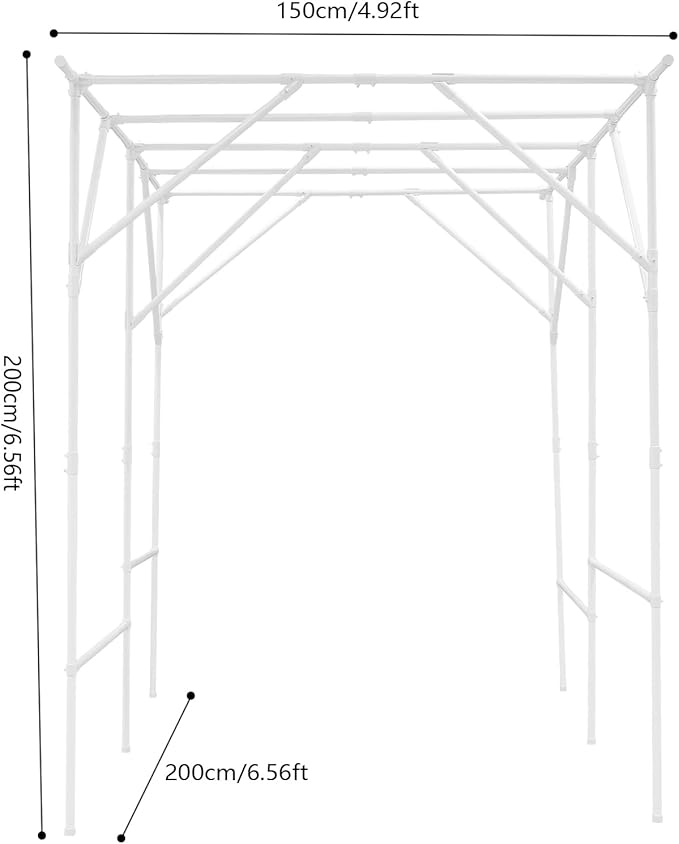 Grape Vine Trellis 6.56x4.92x6.56ft Heavy Duty Garden Trellis for Climbing Plants Large Steel Plant Support with ABS Base for Tomatoes Cucumbers Outdoor (White)