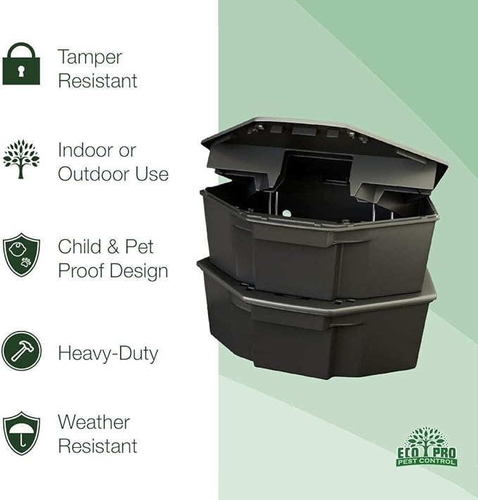 Rat Bait Stations 2-Pack | Refillable Outdoor Mouse Bait Station with Locks &amp Keys | Weather-Resistant Rodent Bait Box for Indoor &amp Outdoor | Pet &amp Kid-Safe Rat Trap Alternative - Large Si
