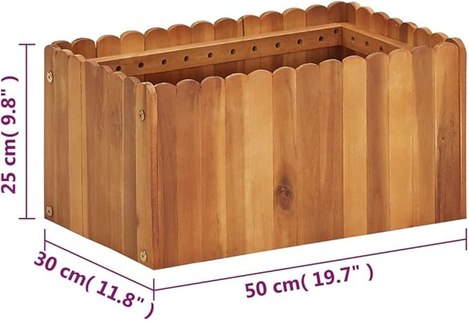 Solid Acacia Wood Raised Garden Planter Box 19.7 x 19.7 x 9.8 in Compact Rustic Flower Bed for Patio Balcony &amp Outdoor Herbs