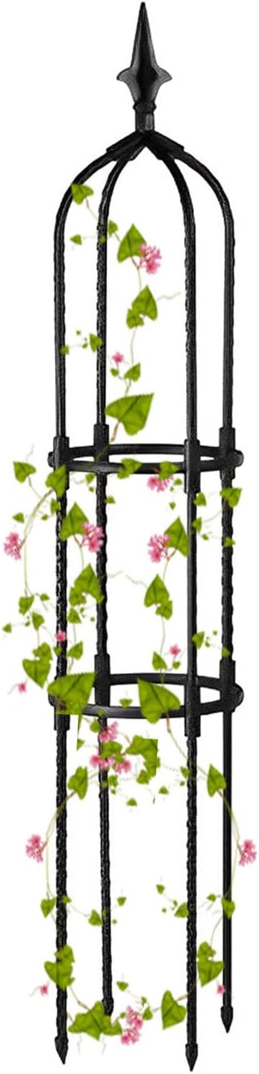 Garden Obelisk Trellis for Climbing Plants 70/90/110cm Tall Tomato Cage Trellis for Garden Indoor Outdoor Potted Plant Support 1pcs(Color:BlackSize:90cm/35.4in)
