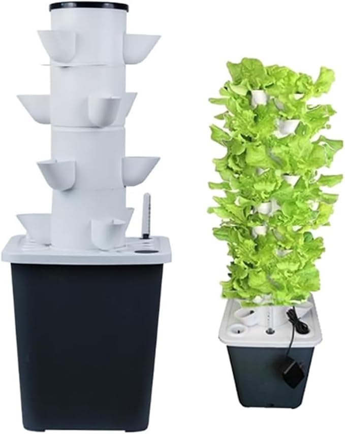 Garden Hydroponic Growing System Hydroponics Tower Aeroponics 15/20/25/30 Pods Grow Kit Aquaponics Planting System with Hydrating Pump Adapter Net Pots Timer fo