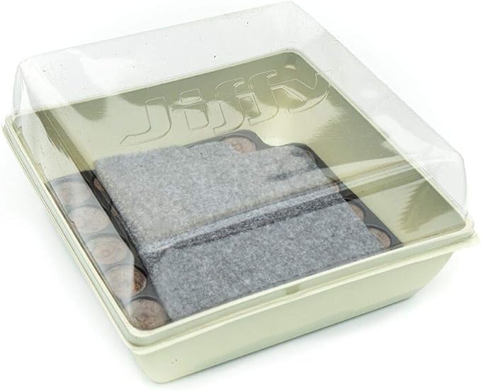 Jiffy Seed Starter Tray Kit - Self-Watering High Germination Rate Seedling Tray - 2 Pack Peat/Plastic