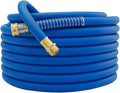 90FT 5/8 Heavy Duty Rubber Garden Hose - 200psi Working 1000psi Burst - Hot/Cold Water - Five-Layered Braiding for Durability - Versatile for Gardening Agriculture Construction(Blue)
