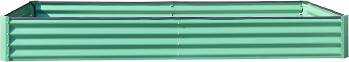 8x4x1 ft Galvanized Raised Garden Bed Outdoor Planter Garden Boxes Large Metal Planter Box for Gardening Vegetables Fruits FlowersGreen
