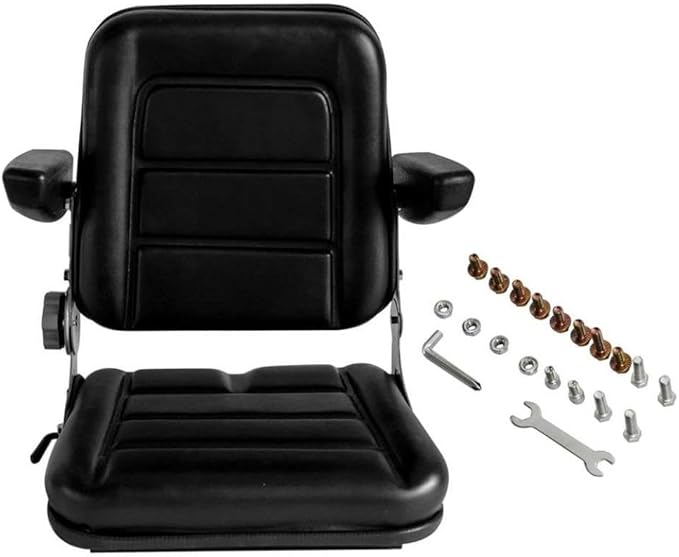 Universal Seat with Adjustable Backrest Compatible with Garden Tractors Lawn Mowers Excavators and Similar