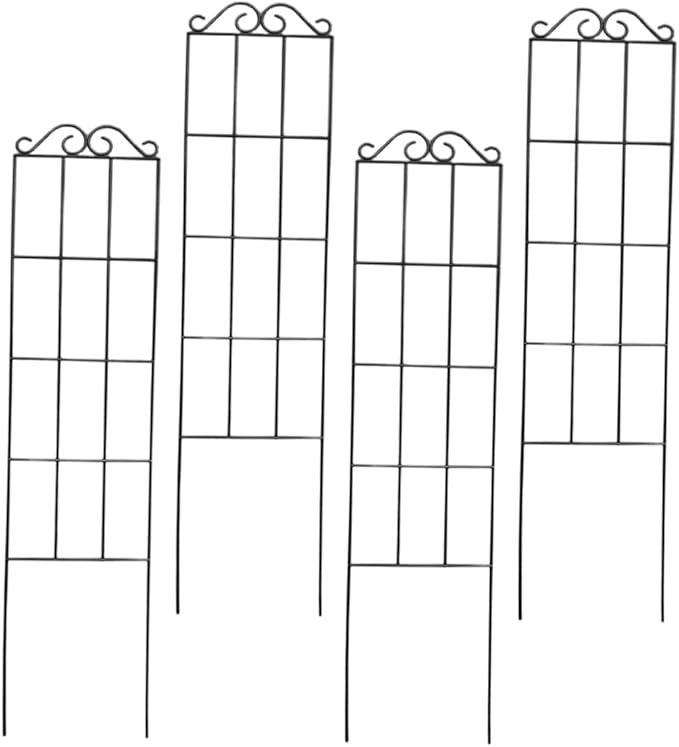 4pcs Black Metal Climbing Plant Support Frame 50x15cm Garden Trellis for Vines Flowers Vegetables Potted Plant Stand for Home and Outdoor Use