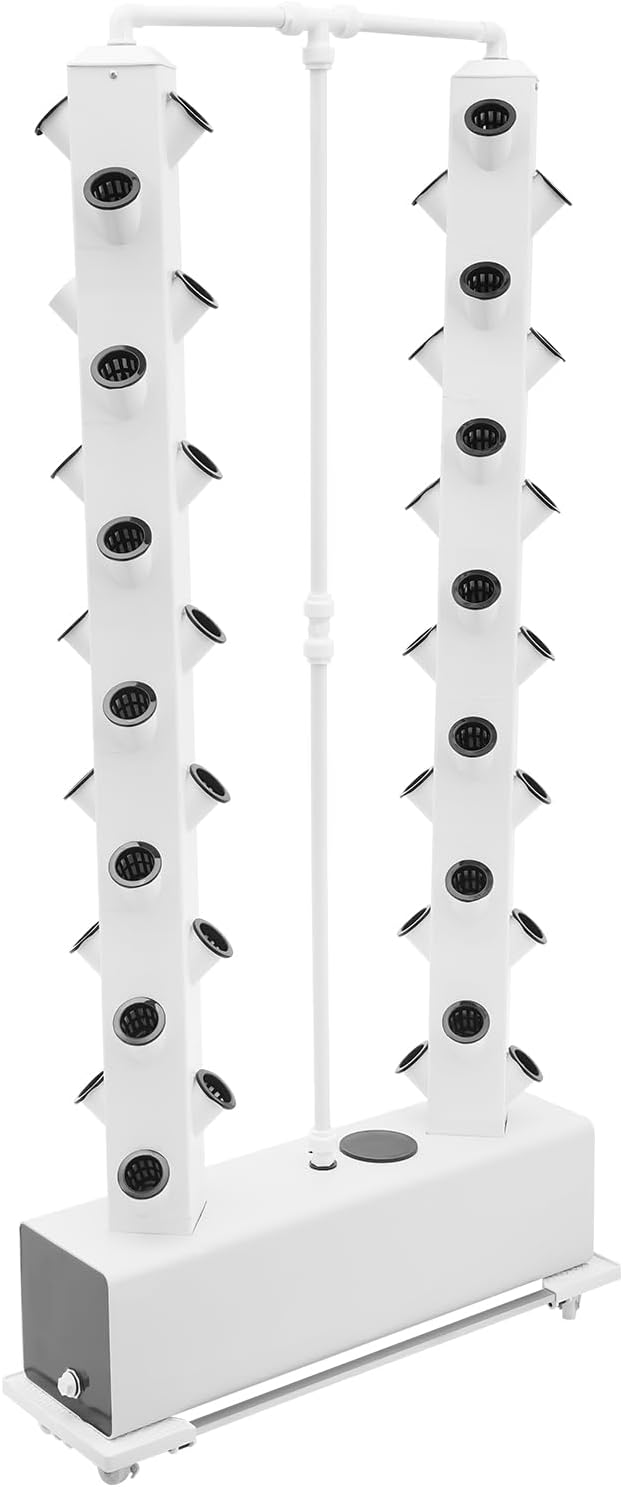 Hydroponic Growing System Kit 56-Plant Hydroponic Tower Indoor Herb Garden Vertical Planter Germination Kit with Intelligent Water Circulation &amp Timer Function Grower Harvest Fresh Herbs Vegetab