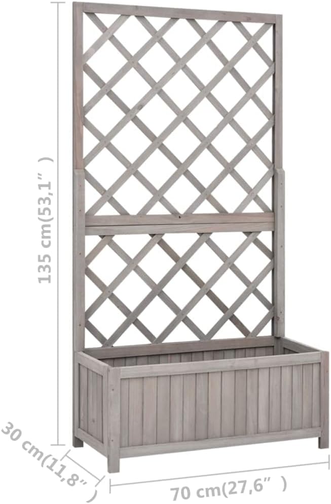 Garden Trellis Planter Standing Planter Gardening Box Patio planters Raised Flower Bed Suitable for Nursery Orchard Courtyard Corridor Gray 27.6x11.8x53.1 Solid Firwood