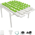 INTBUYING PVC Hydroponics Growing System 54 Sites 6 Pipes Grow Kit for Leafy Vegetables 1 Layers Hydroponic Kit with 110V Pump Hose Basket Planting Sponges