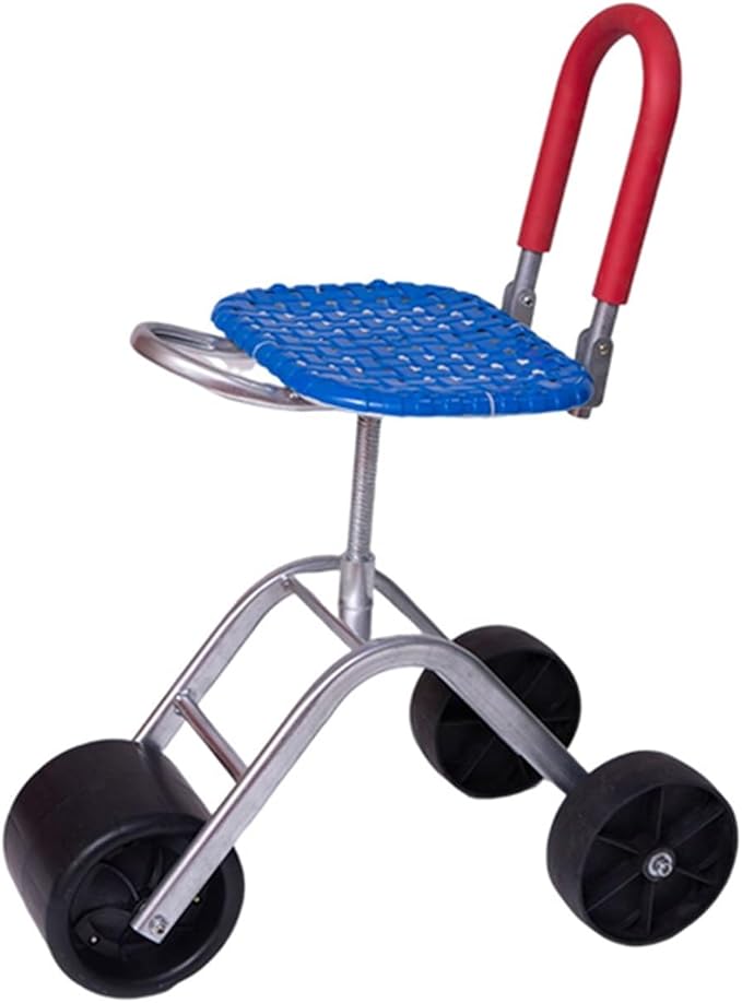 Garden Stool with Wheels2/3/4 Wheels Rolling Seat Cart Bearing 150kgAdjustable Height 36-48cmfor Outdoor Lawn Yard(Blue3 Wheels)