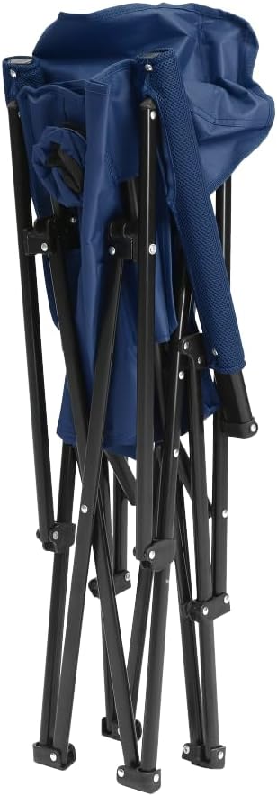 High Back Heavy Duty Lawn Chair Support 250LBS Portable Collapsible Chair with Cup Holder (Navy Blue + Steel)