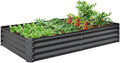 Metal Raised Garden Bed Kit 8x4x1ft Outdoor Large Planter Raised Beds Outdoor Garden Beds Raised Garden Boxes for Gardening Vegetables Flowers Gray