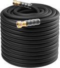 Heavy Duty Premium Garden Hose 200ft x 5/8 300PSI Working 1000PSI Burst Hybrid Rubber Water Hose with Transparent Swivel Handle - Hot/Cold Water - Five Layered Braiding with Brass fittings (Black)