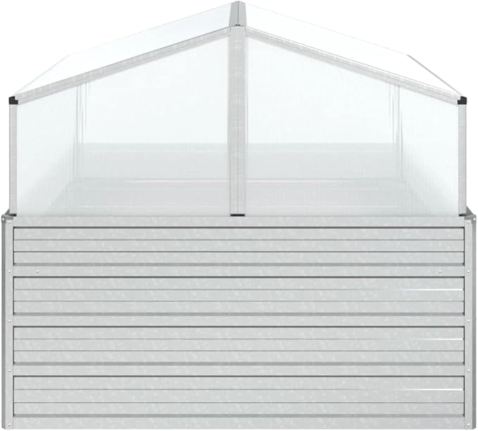 Garden Raised Bed with Greenhouse Planter With TrellisSteel Raised Garden BedGardening PotsIndustrial Rustic Planter for Gardens Patios Lawns Or Any Other Planting.39.4x39.4x33.5 Silver