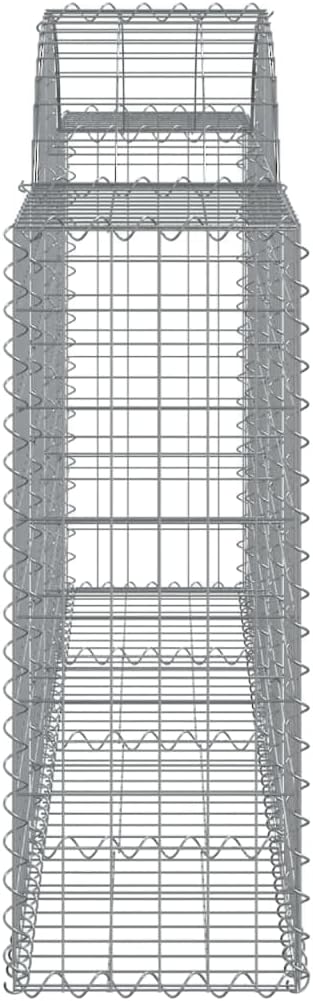 Gabion Basket Set of 2 Silver Galvanized Iron Large Rectangular 78.7x11.8x31.5 Inch Outdoor Garden Retaining Wall Durable Landscape Barrier
