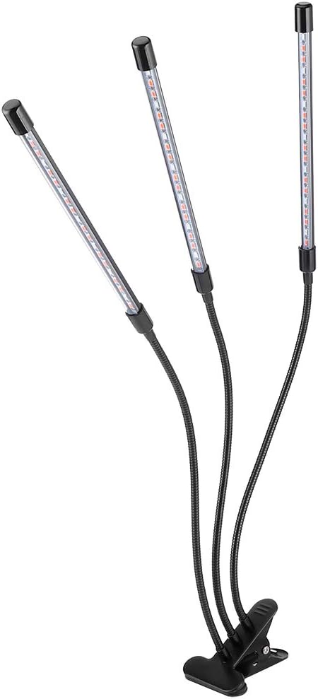 YWBL-WH 30W USB 3 Tubes Flexible LED Grow Light Full Spectrum Growing Lamp Adjustable Three-Head Indoor Light for Plants and Flowers with Flexible Gooseneck